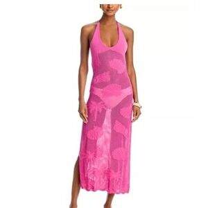 Capittana Pink‎ Sharleen Crochet Knit Cover-Up Dress Resort Wear XS/S